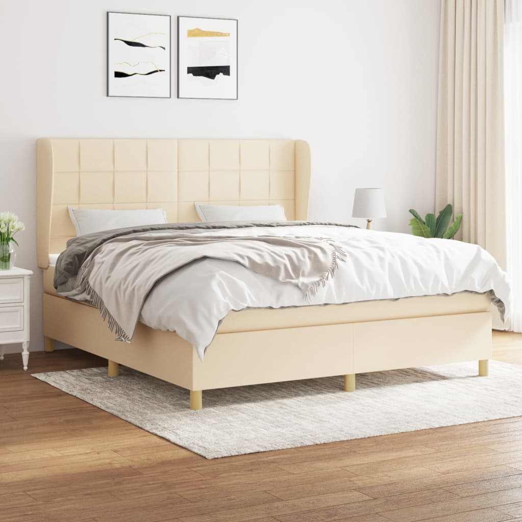 Giroletto a Molle con Materasso Crema 160x200 cm in Tessuto