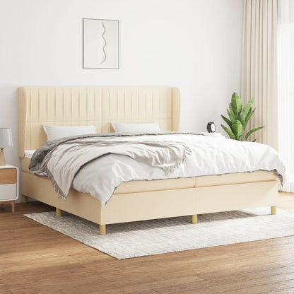 Giroletto a Molle con Materasso Crema 200x200 cm in Tessuto