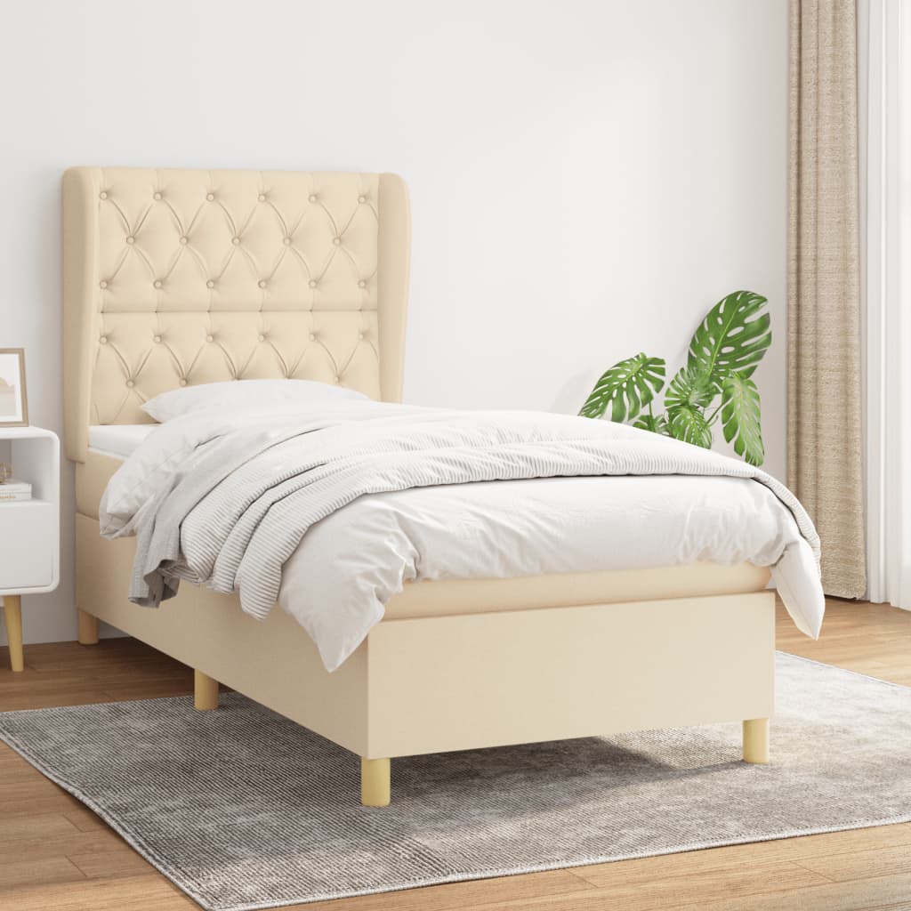 Giroletto a Molle con Materasso Crema 80x200 cm inTessuto