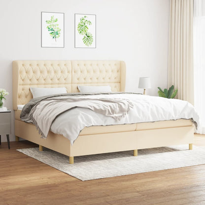 Giroletto a Molle con Materasso Crema 200x200 cm in Tessuto