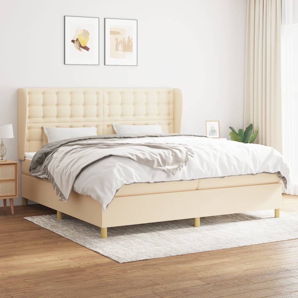 Giroletto a Molle con Materasso Crema 200x200 cm in Tessuto