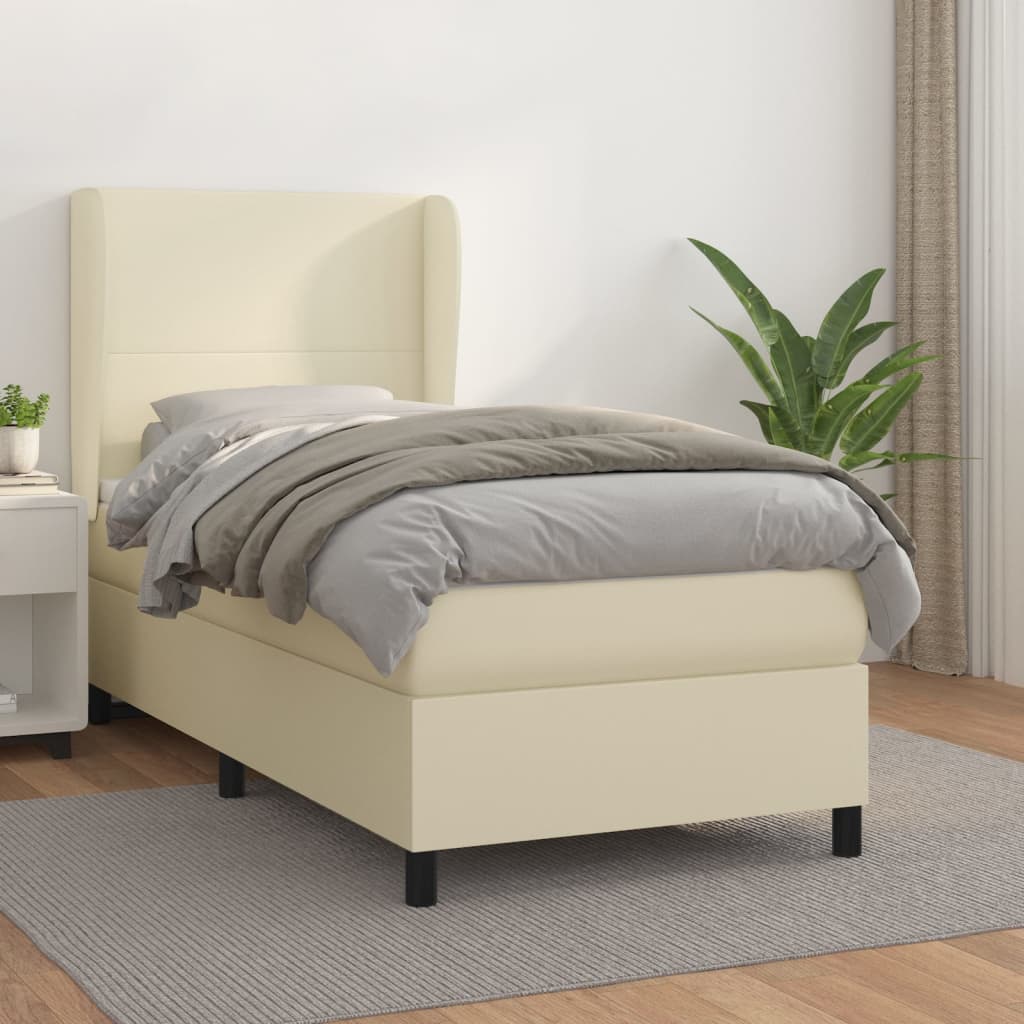 Giroletto a Molle con Materasso Crema 100x200 cm in Similpelle