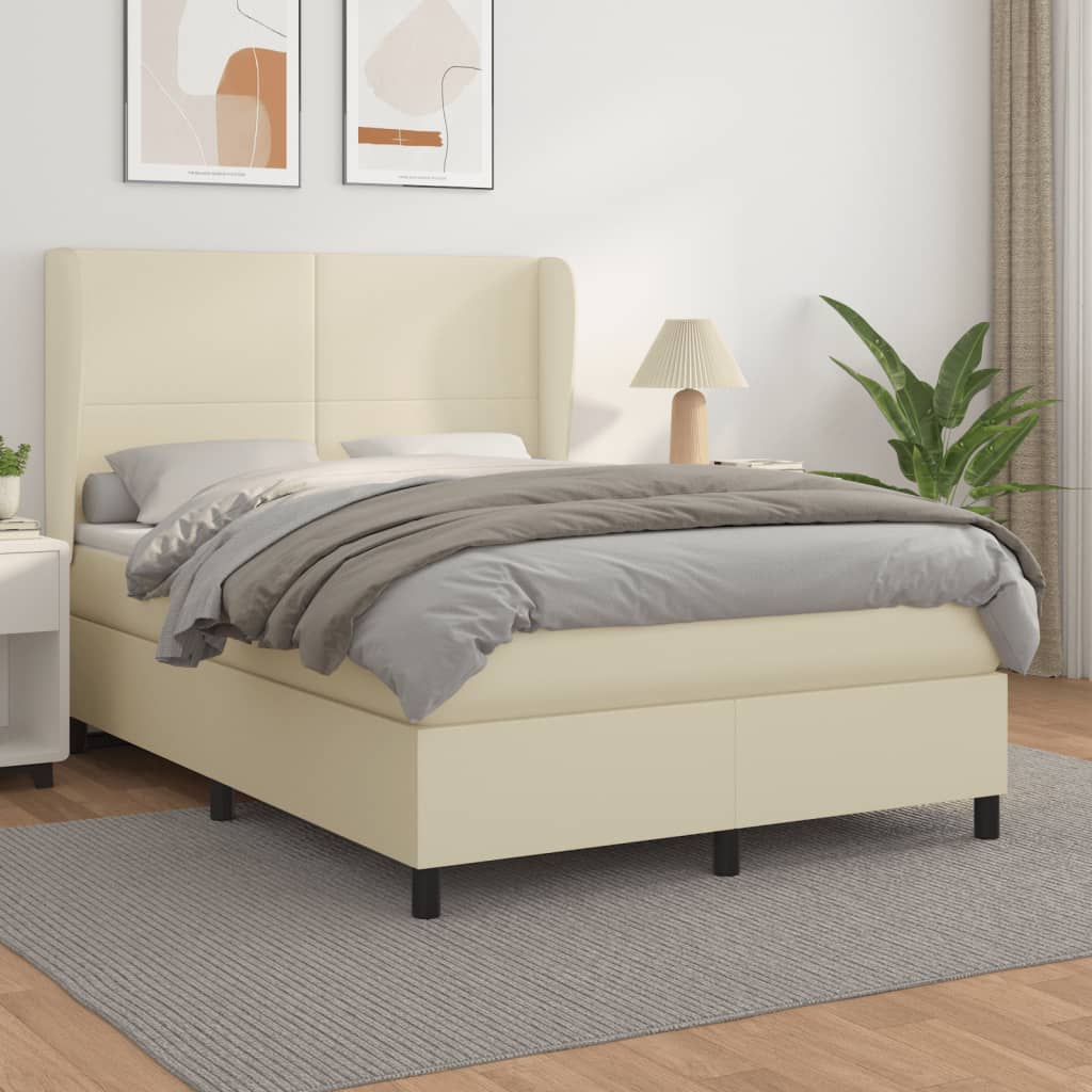 Giroletto a Molle con Materasso Crema 140x190 cm in Similpelle