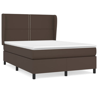 Giroletto a Molle con Materasso Marrone 140x190cm in Similpelle