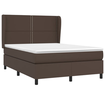 Giroletto a Molle con Materasso Marrone 140x190cm in Similpelle