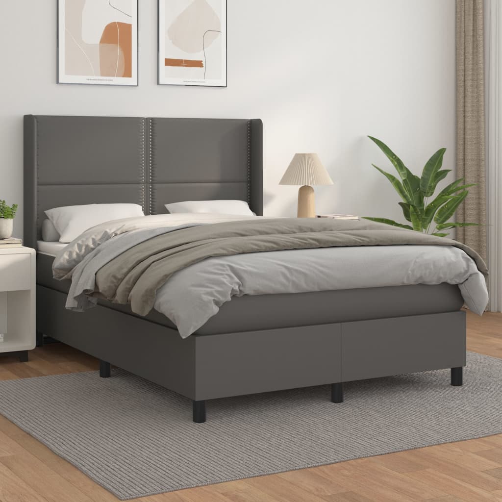 Giroletto a Molle con Materasso Grigio 140x190 cm in Similpelle