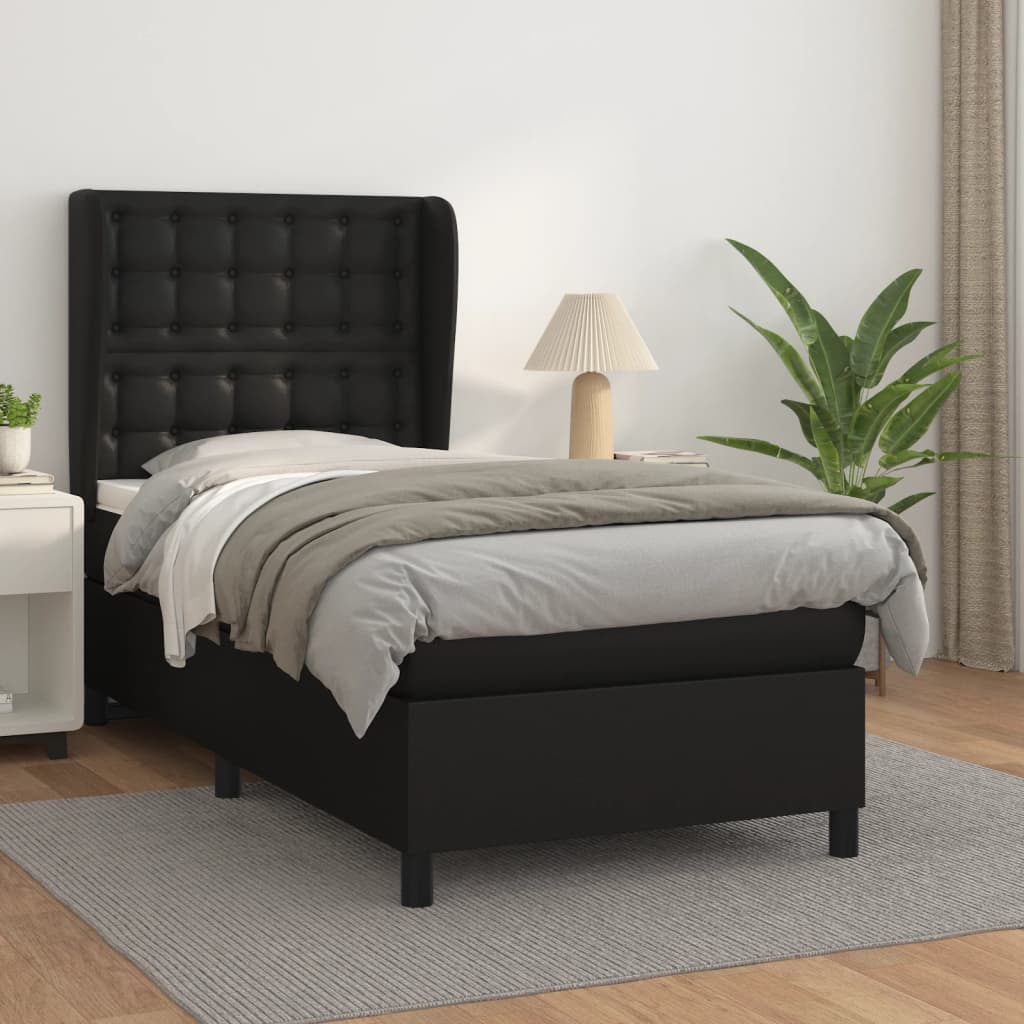 Giroletto a Molle con Materasso Nero 80x200 cm in Similpelle