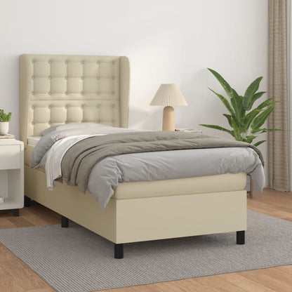 Giroletto a Molle con Materasso Crema 90x200 cm in Similpelle