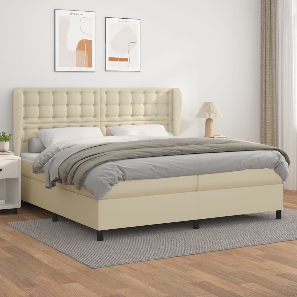 Giroletto a Molle con Materasso Crema 200x200 cm in Similpelle
