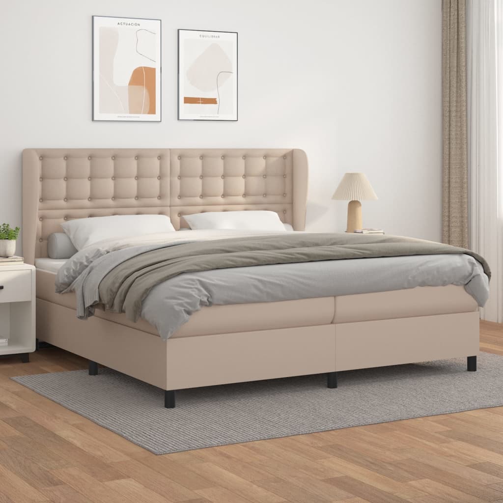 Giroletto a Molle con Materasso Cappuccino 200x200cm Similpelle