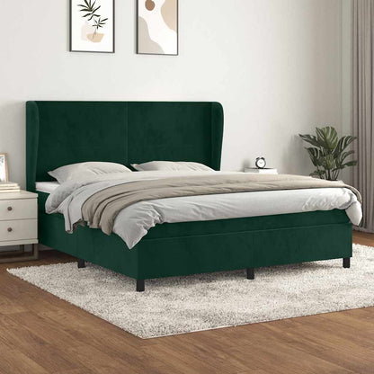Giroletto a Molle con Materasso Verde Scuro 160x200 cm Velluto