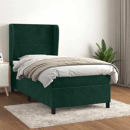Giroletto a Molle con Materasso Verde Scuro 100x200 cm Velluto
