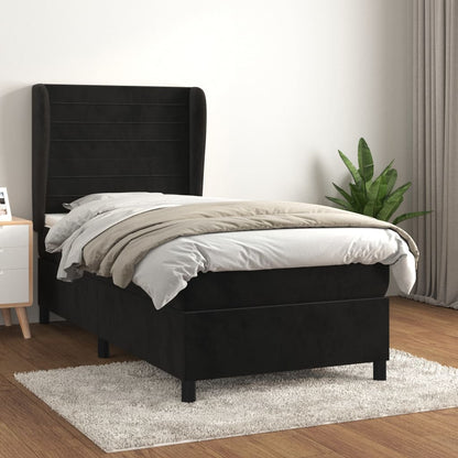Giroletto a Molle con Materasso Nero 80x200 cm in Velluto
