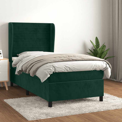 Giroletto a Molle con Materasso Verde Scuro 80x200 cm Velluto