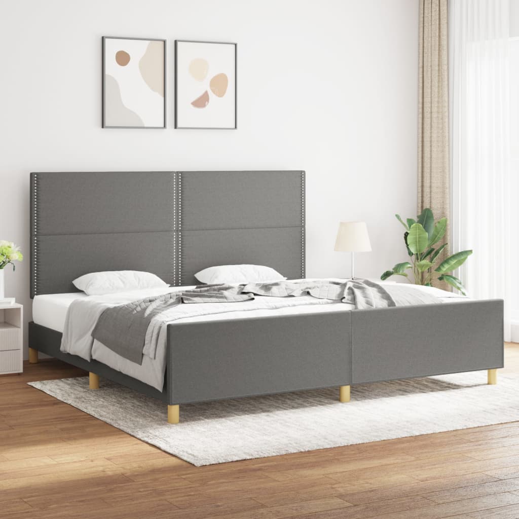 Giroletto senza Materasso Grigio Scuro 200x200 cm Tessuto