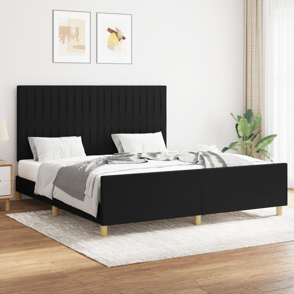 Giroletto senza Materasso Nero 160x200 cm in Tessuto