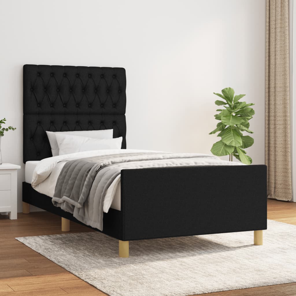 Giroletto senza Materasso Nero 90x200 cm in Tessuto