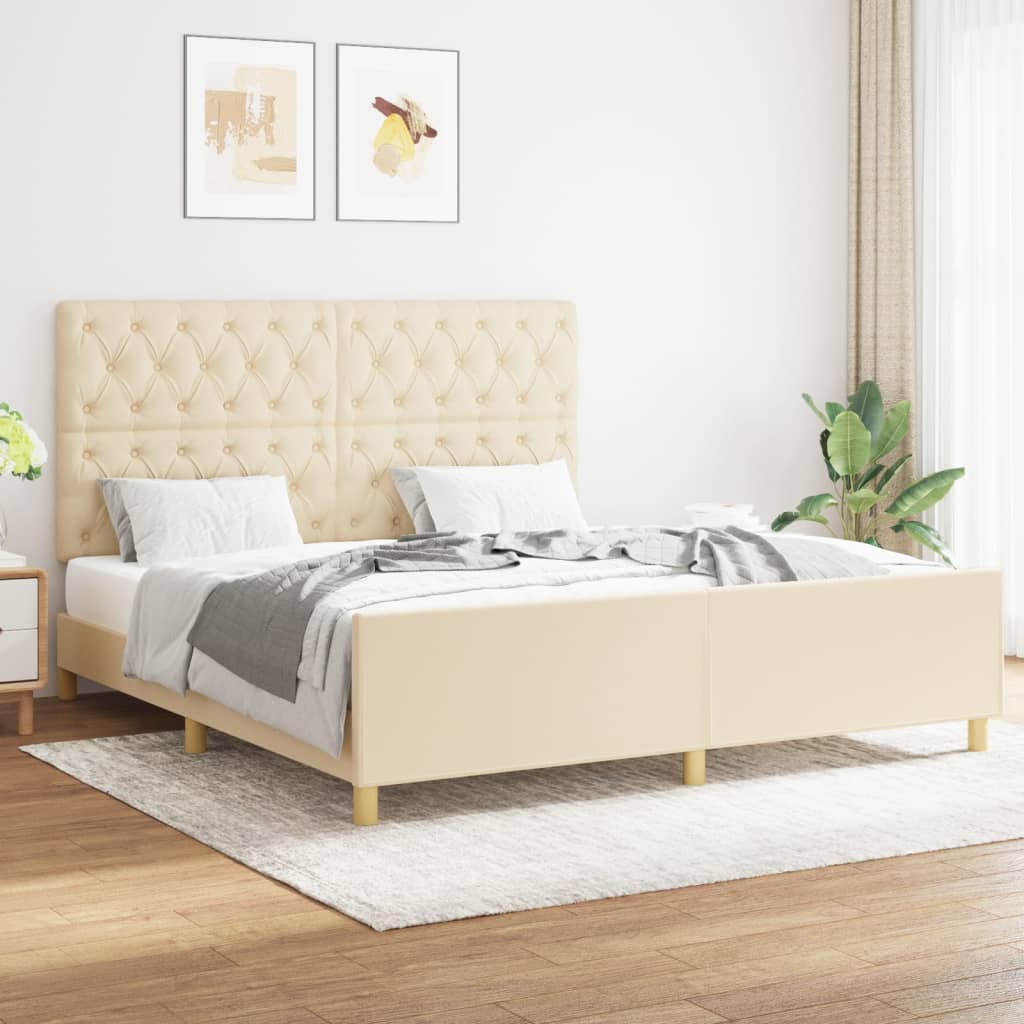 Giroletto senza Materasso Crema 160x200 cm in Tessuto