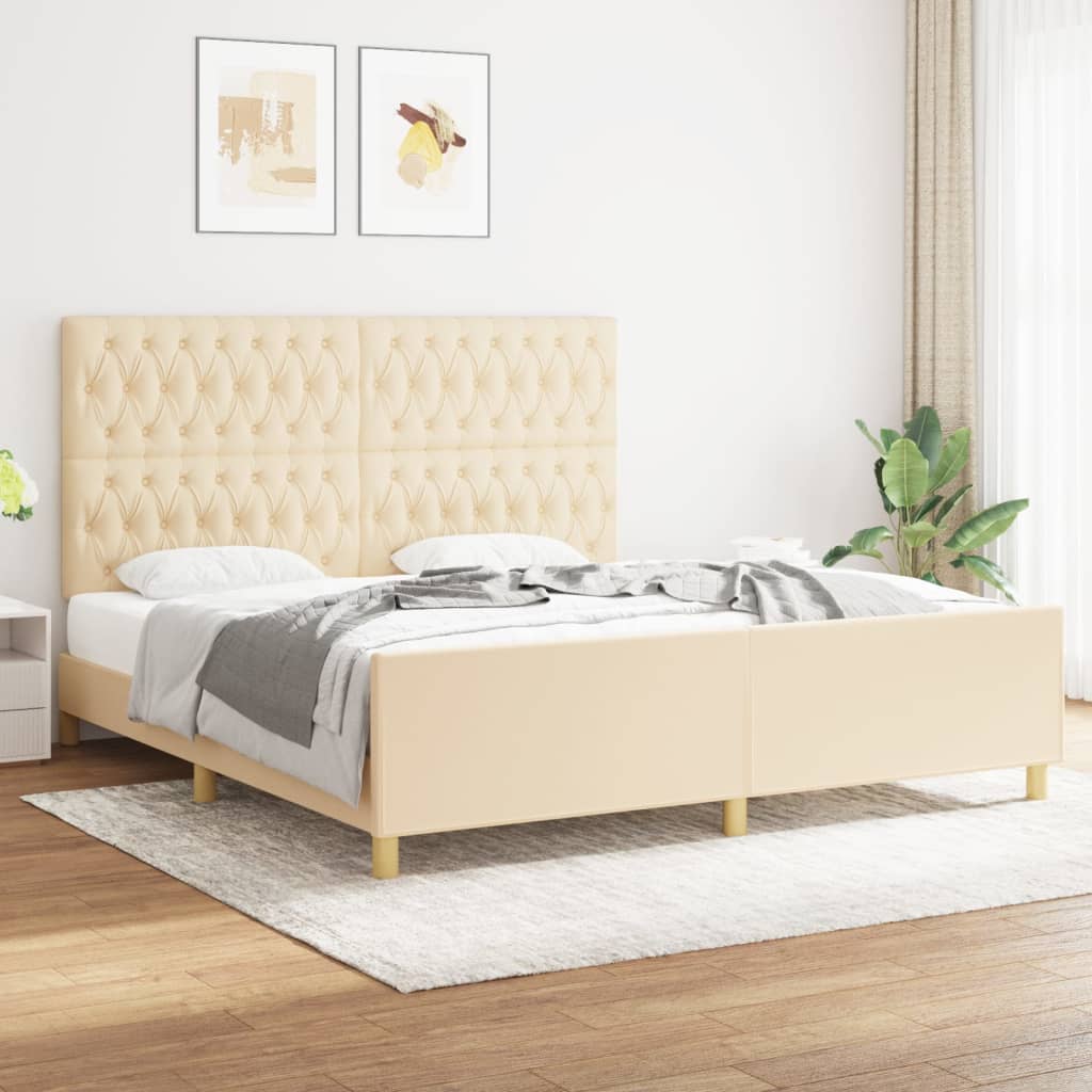 Giroletto senza Materasso Crema 180x200 cm in Tessuto