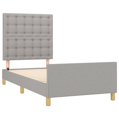 Giroletto con Testiera Grigio Chiaro 80x200 cm in Tessuto
