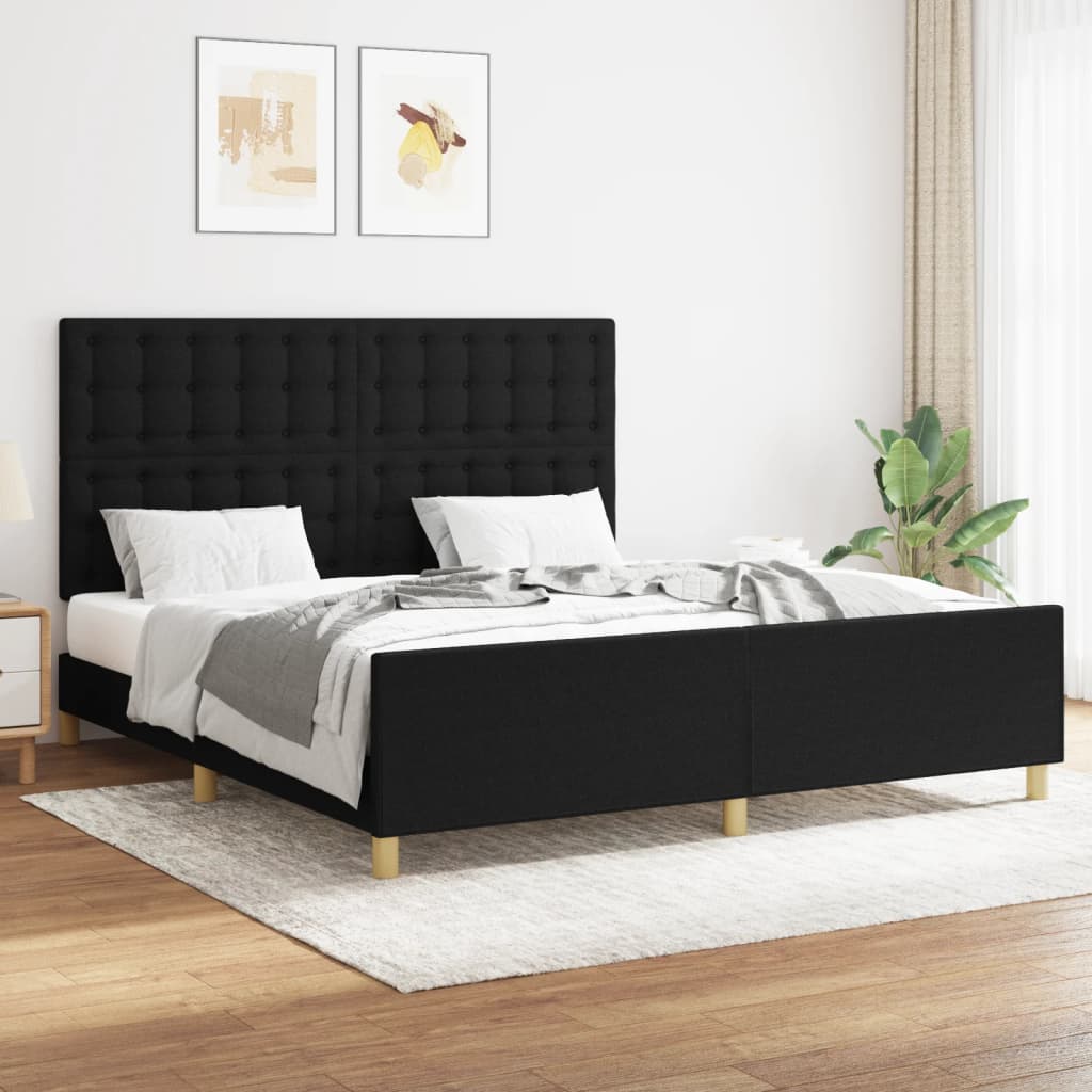 Giroletto senza Materasso Nero 160x200 cm in Tessuto