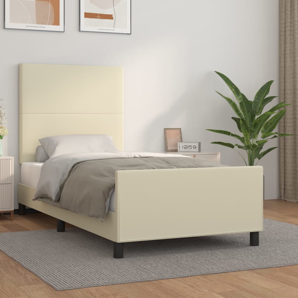 Giroletto con Testiera Crema 90x190 cm in Similpelle