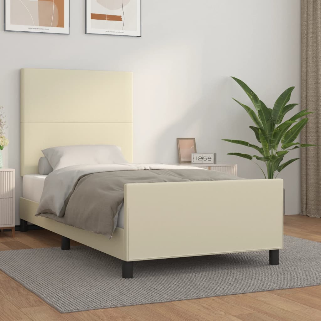Giroletto con Testiera Crema 90x200 cm in Similpelle