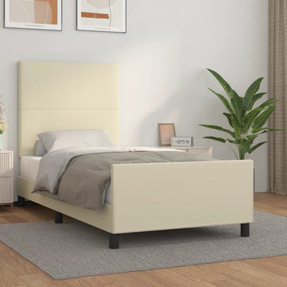 Giroletto con Testiera Crema 100x200 cm in Similpelle