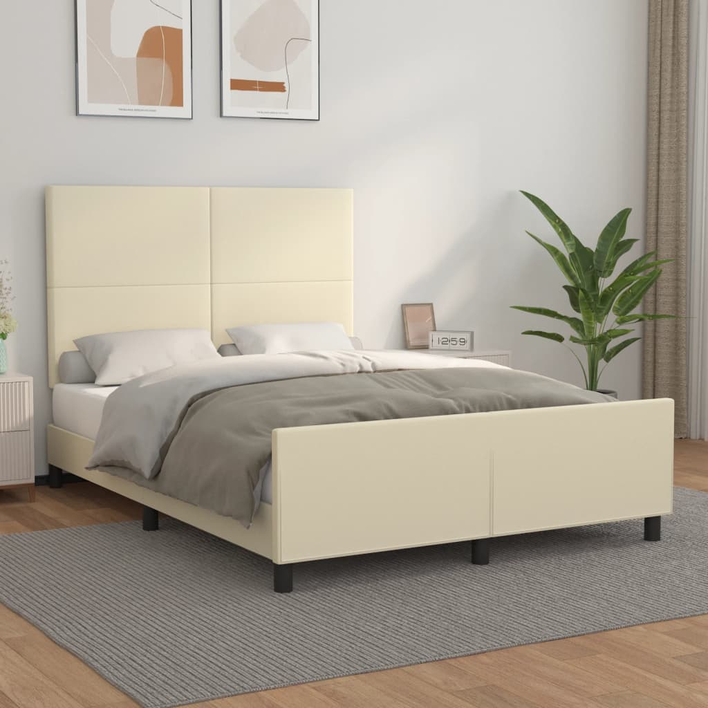 Giroletto con Testiera Crema 140x200 cm in Similpelle