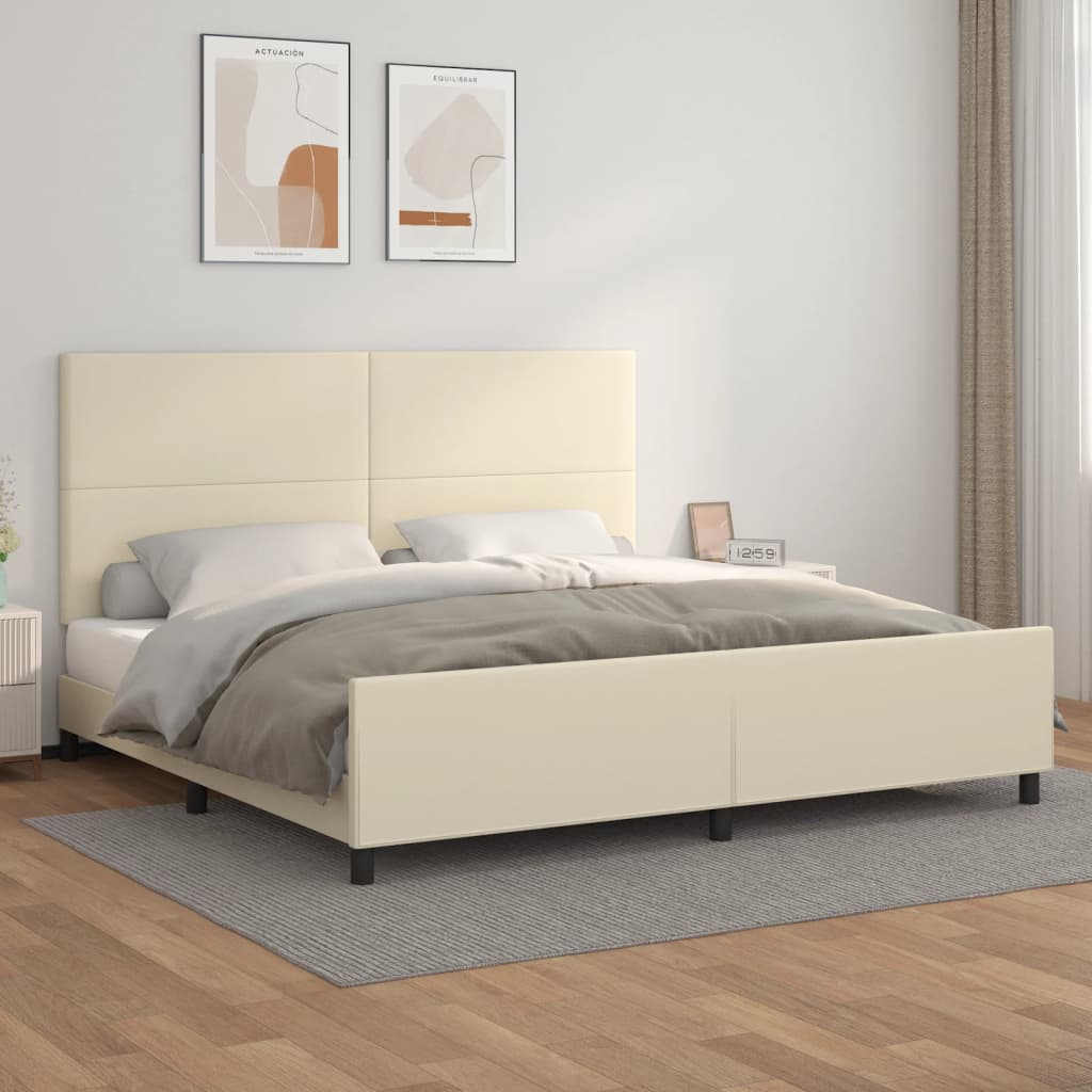 Giroletto con Testiera Crema 200x200 cm in Similpelle