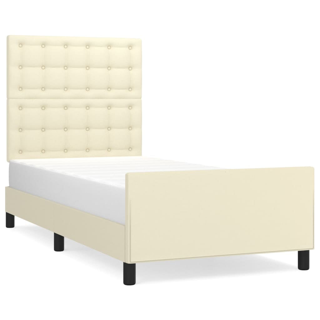 Giroletto con Testiera Crema 90x190 cm in Similpelle
