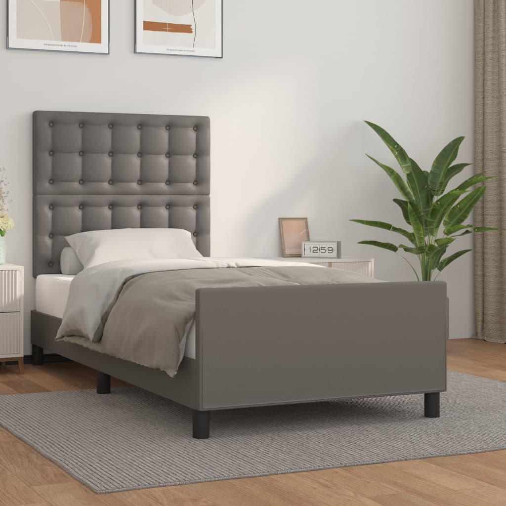 Giroletto con Testiera Crema 90x190 cm in Similpelle