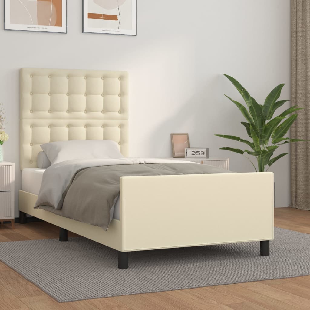 Giroletto con Testiera Crema 100x200 cm in Similpelle