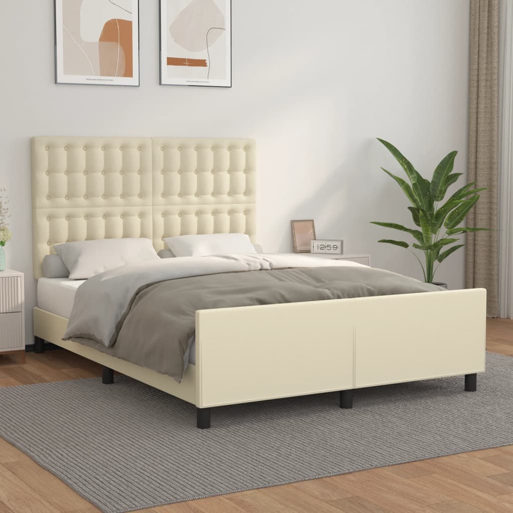 Giroletto con Testiera Crema 140x200 cm in Similpelle