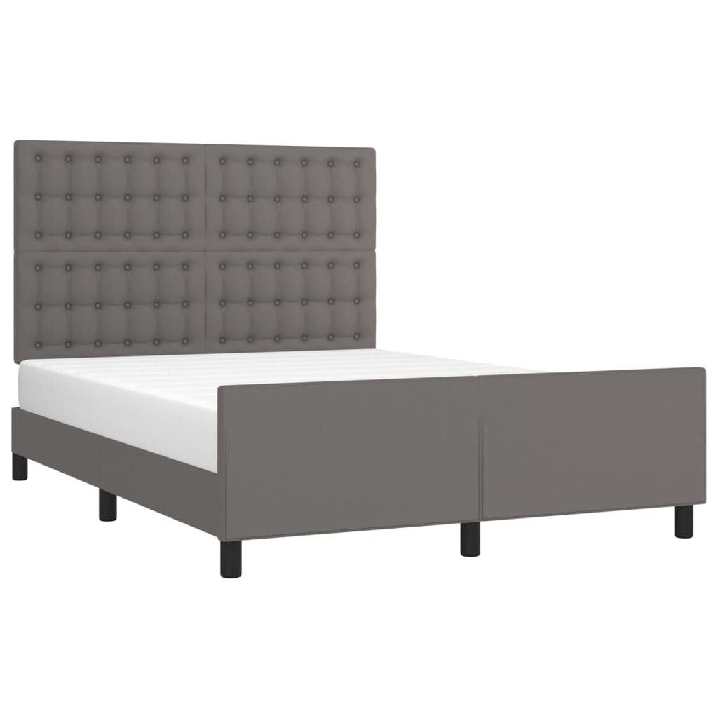 Giroletto con Testiera Grigio 140x200 cm in Similpelle
