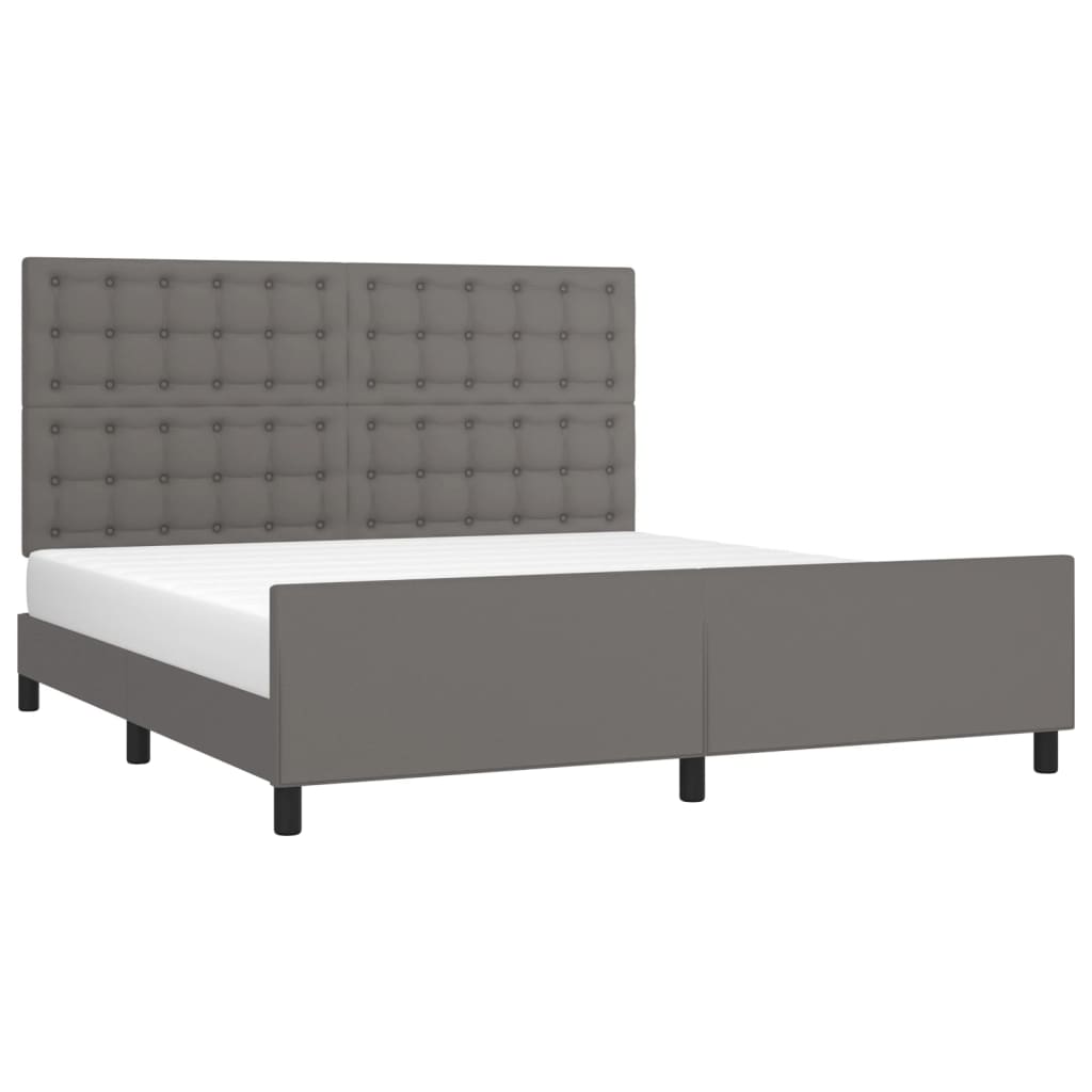 Giroletto con Testiera Grigio 160x200 cm in Similpelle