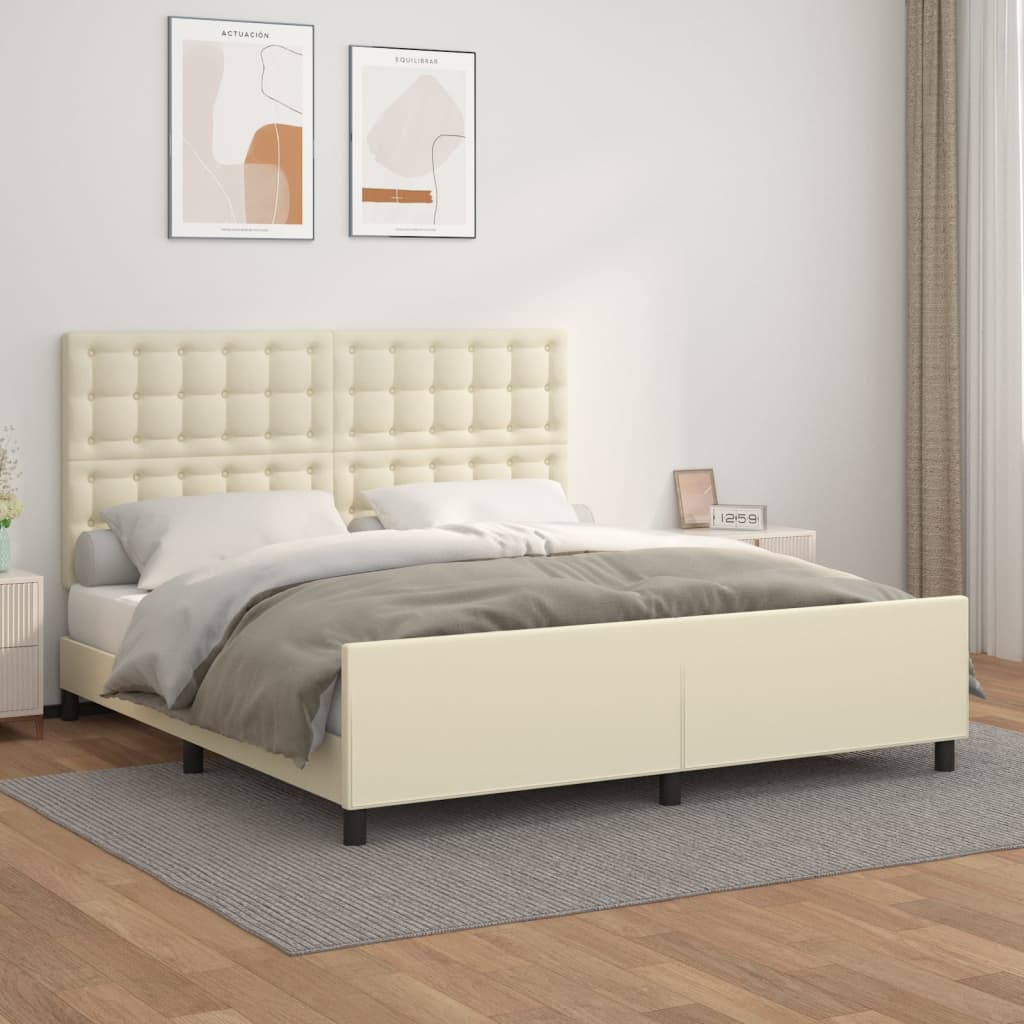 Giroletto con Testiera Crema 180x200 cm in Similpelle