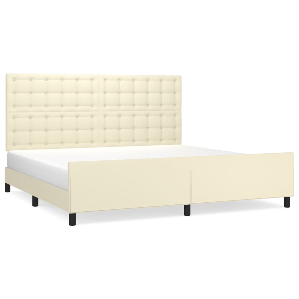 Giroletto con Testiera Crema 200x200 cm in Similpelle