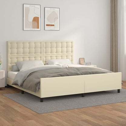 Giroletto con Testiera Crema 200x200 cm in Similpelle