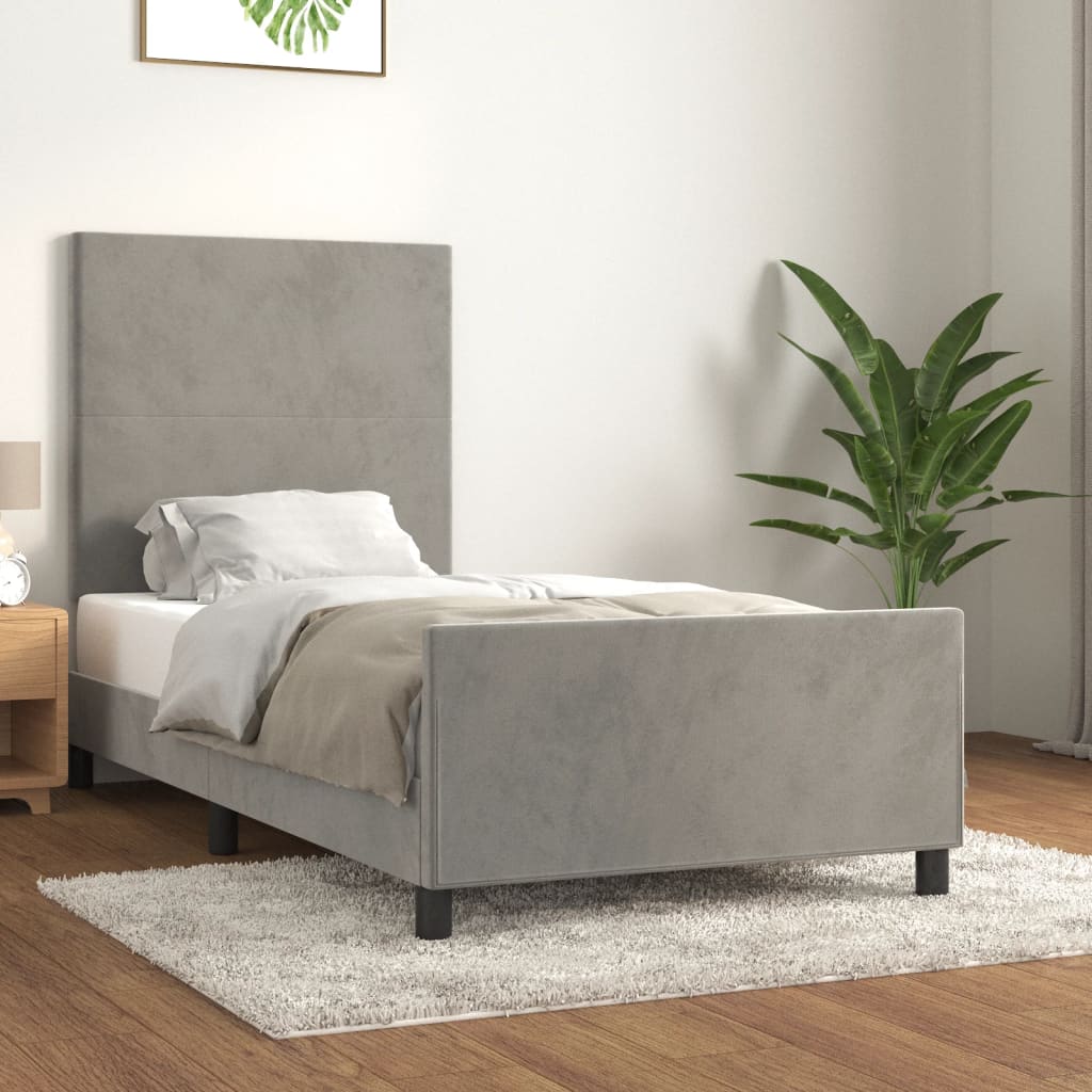 Giroletto senza Materasso Grigio Chiaro 80x200 cm Velluto