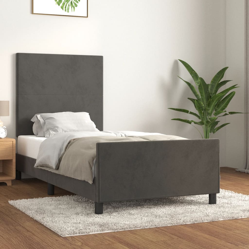 Giroletto senza Materasso Grigio Scuro 80x200 cm Velluto