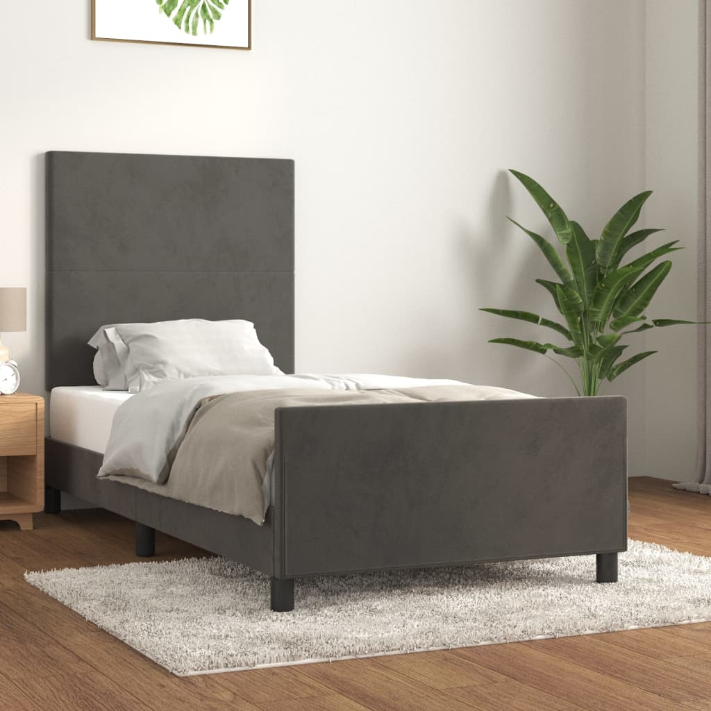 Giroletto senza Materasso Grigio Scuro 90x190 cm Velluto