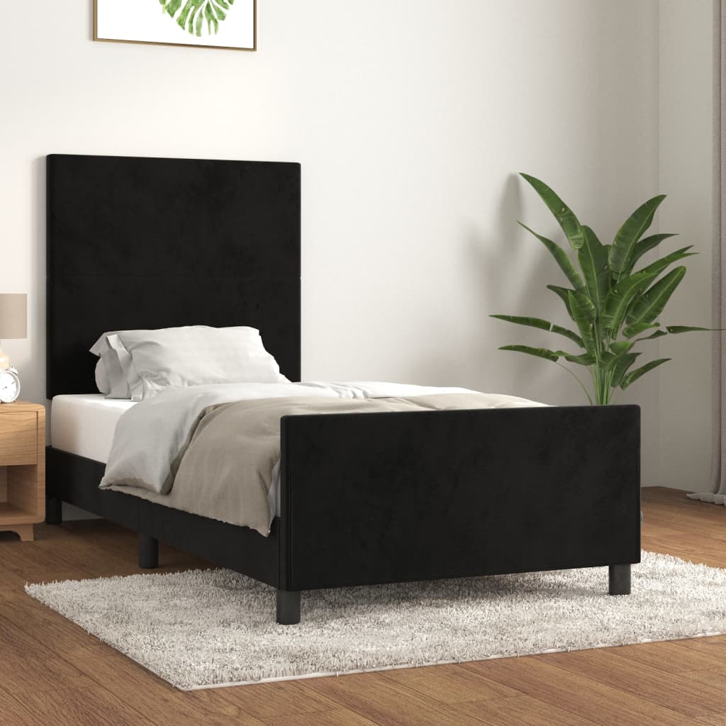 Giroletto senza Materasso Nero 100x200 cm in Velluto
