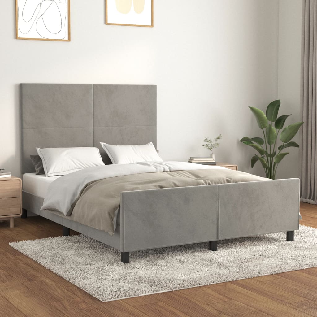 Giroletto senza Materasso Grigio Chiaro 140x190 cm Velluto