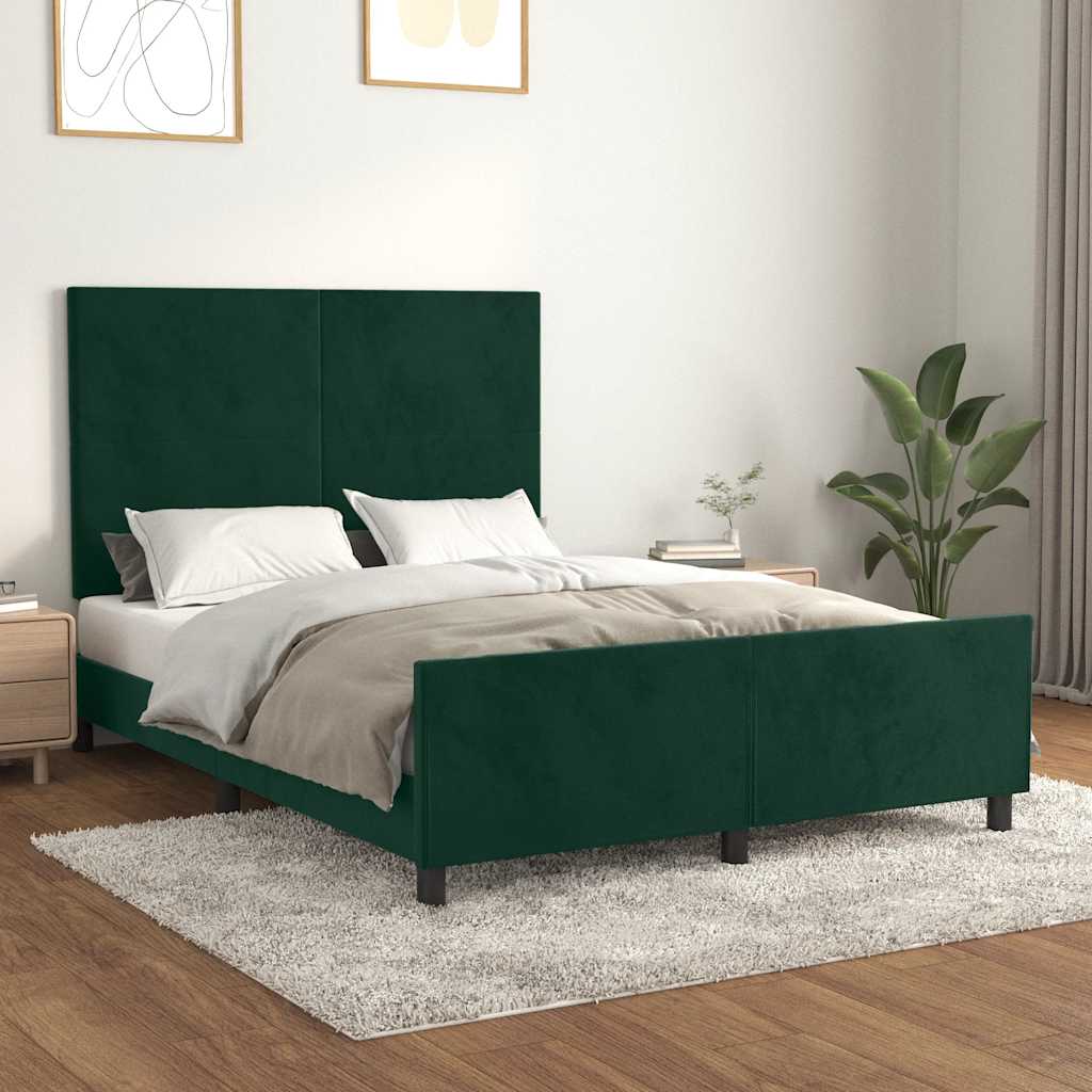Giroletto senza Materasso Verde Scuro 140x200 cm in Velluto