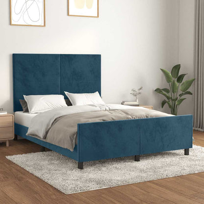 Giroletto senza Materasso Blu Scuro 140x200 cm Velluto