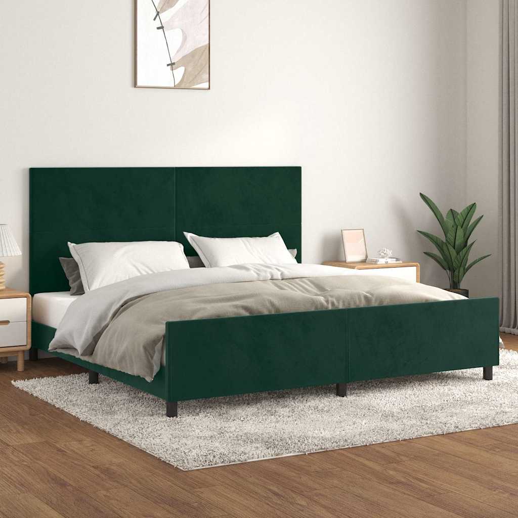 Giroletto senza Materasso Verde Scuro 200x200 cm in Velluto