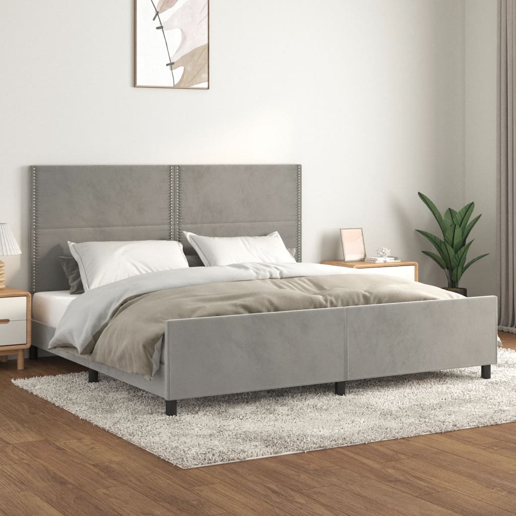 Giroletto senza Materasso Grigio Chiaro 200x200 cm Velluto