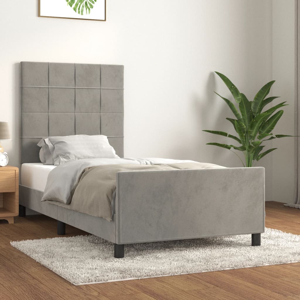 Giroletto senza Materasso Grigio Chiaro 90x200 cm Velluto