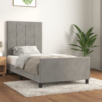 Giroletto senza Materasso Grigio Chiaro 100x200 cm Velluto
